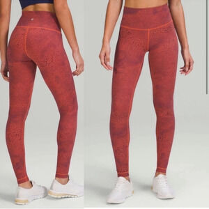 ! Lululemon Wunder Train High Rise Tight Crackle Glaze Vintage Orange Lark…